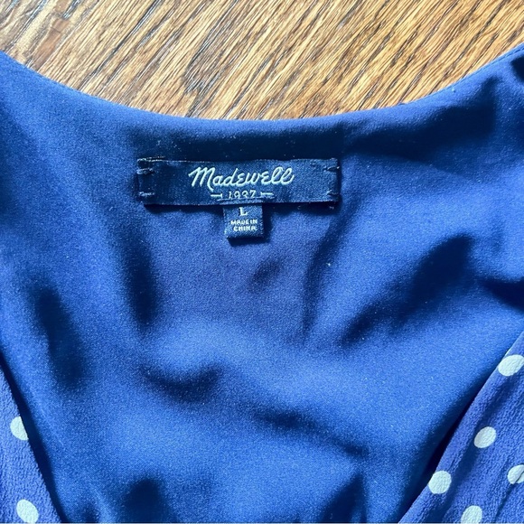 Madewell Silk Dotty Dress Navy Polka Dot Sleeveless Size L - Picture 13 of 13